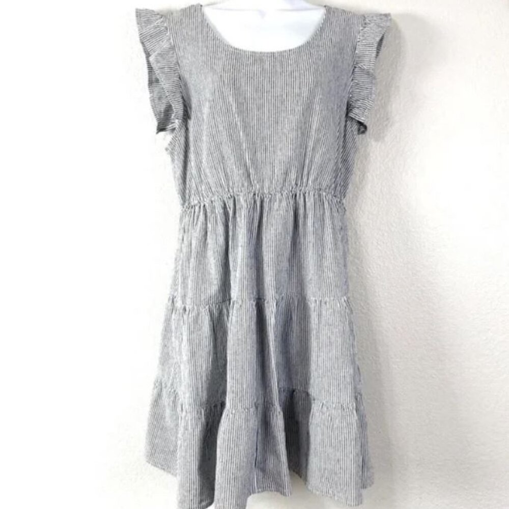 Maison Jules Linen Blend Striped Tiered Dress XL | Coastal, Feminine, Breezy Fit